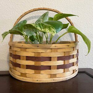 Hanging Wall Pocket Basket Wood Woven Planter